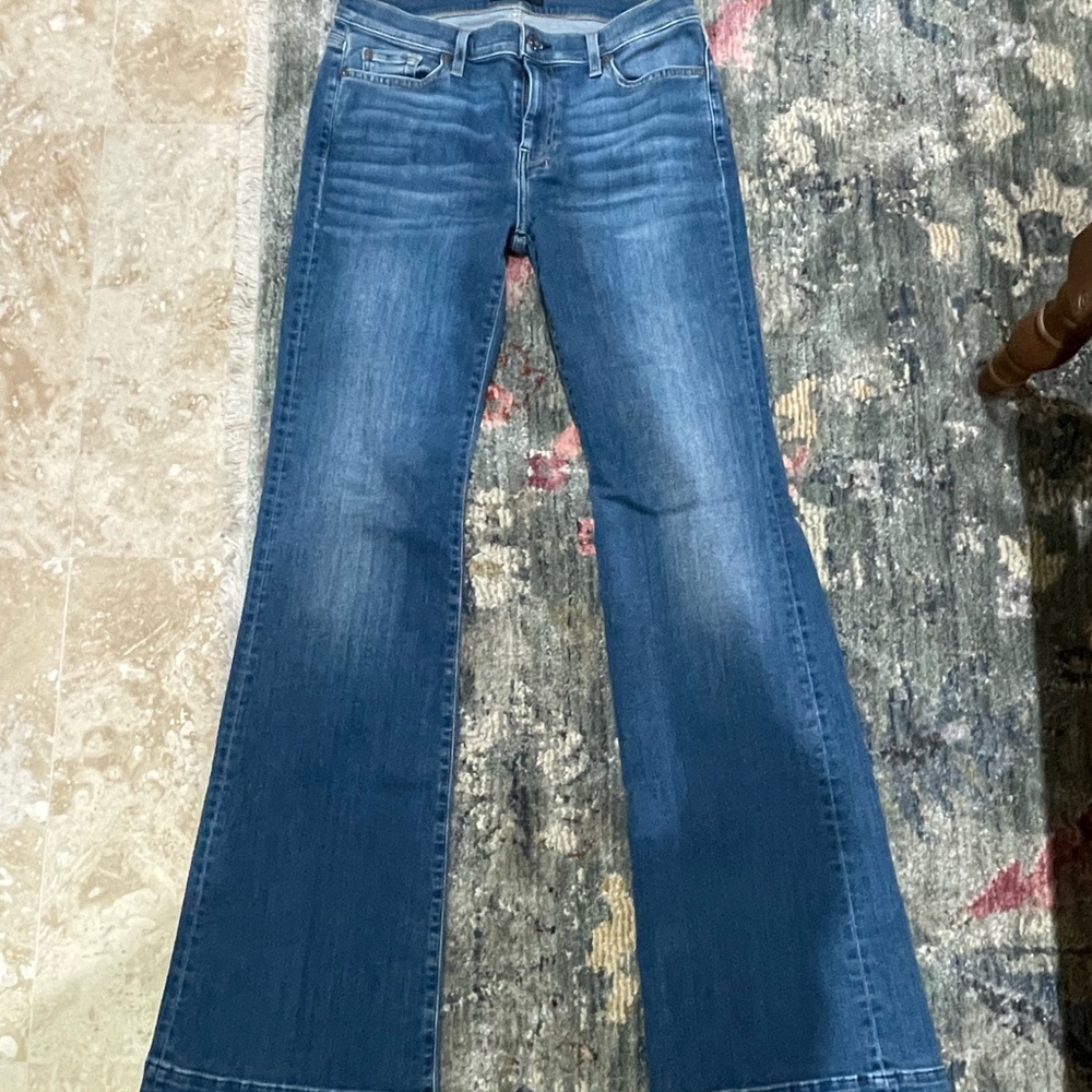 7 For All Mankind Flare Jeans in Deep Blue